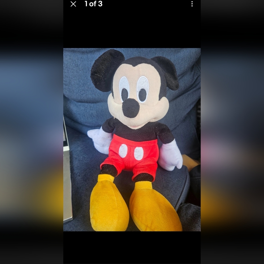 Disney Micky Mouse 11 Inch Tall/ 6 inch sitting Stuffed Plush Doll